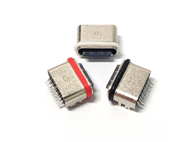 TYPE-C 16P防水母座 板上四脚带柱 U型口粉末冶金