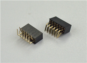 1.27*4.3-2*6P弯针排针排母连接器